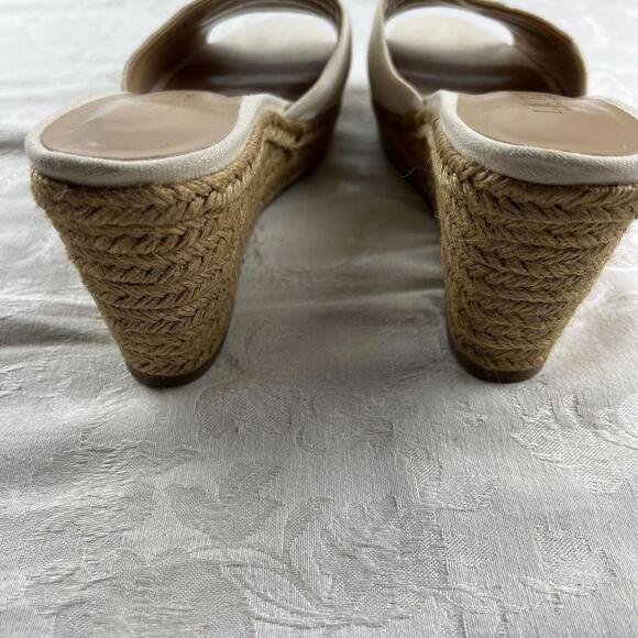 Lauren Ralph Lauren Womens Sandals Size 8.5 B Espadrilles Beige Fabric Wedge - Picture 5 of 9